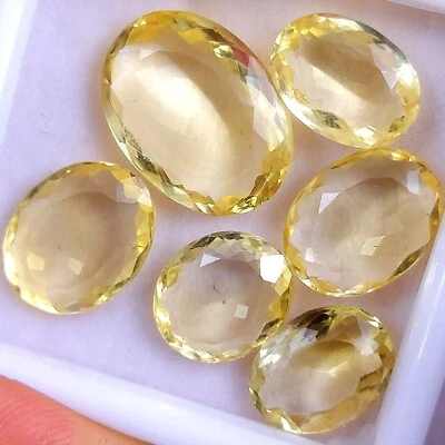 6Pc 48Cts Natural citrine Faceted Cabochon Gemstone Lot  20x15 14x10mm #R -10569 - Image 1 of 4