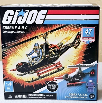 G.I. Joe Cobra F.A.N.G. 47 Pc Construction Set Helicopter Hasbro New Military  - Image 1 of 4