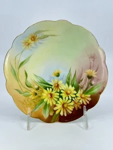 Antique T&V Limoges France Porcelain Dish Signed Hand painted Gold Trim Daisy - Picture 1 of 24