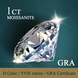 6.5mm 1Ct GRA Certified Round Shape White Moissanite VVS1 Clarity D Color LASER# - Picture 1 of 24