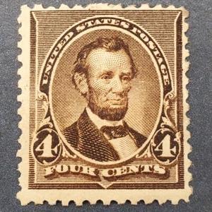 US Scott # 222 MH Original Gum Cat $80 Lincoln 4 centesimi come nuovo incernierato - Foto 1 di 2