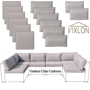 14X Outdoor Patio Furniture Chair Cushions Set Replacement Grey Sofa Cushions - Picture 1 of 7