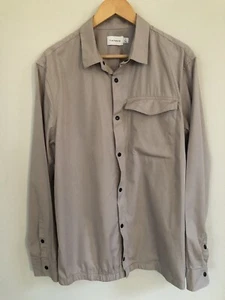 Topman Snap-Front Taupe Cotton Shirt - Large - Elasticated Hem - Picture 1 of 15
