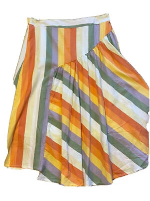 Nwt  Mossimo Skirt  Womens Size Xtra Small Orange Asymetrical Gathered Striped - Image 1 of 3