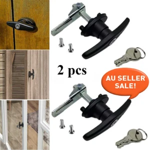 2pcs Heavy Duty T-Bar Lock for Ute Canopy Rear Black Metal Key Locked Security - Picture 1 of 8