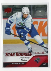2022/23 UPPER DECK AHL ARSHDEEP BAINS STAR ROOKIES EXCLUSIVES RC (026/100) - Picture 1 of 1