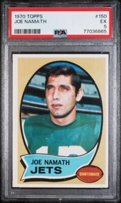 1970 Topps #150 JOE NAMATH just graded PSA 5 but looks like a 7! FREE SHIPPING! - Image 1 of 3