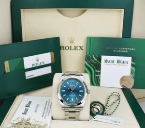 ROLEX 40mm Stainless Steel Milgauss Blue Dial BOX CARD TAGS 116400 GV SANT BLANC - Picture 1 of 7