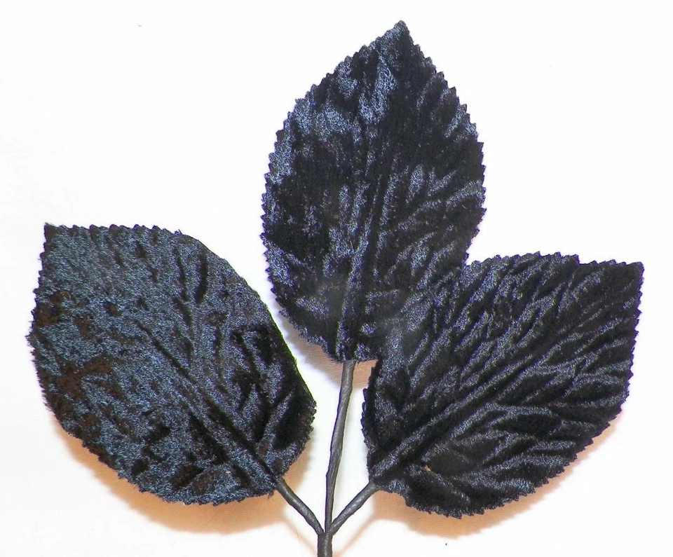 Antique Black Velvet & Silk Leaves Hat Making Millinery Victorian Edwardian - Image 1 of 4