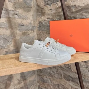 Hermès White Leather Femme Day Kelly Accent Sneakers - 36 IT - Picture 1 of 15