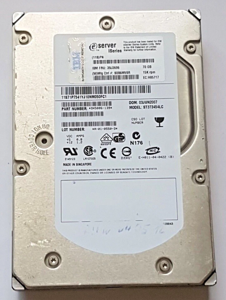 70 GB IBM 39J3696 15000 RPM SCSI Ultra3 80-Pin HDD 3.5" Internal Hard Drive - Image 1 of 1