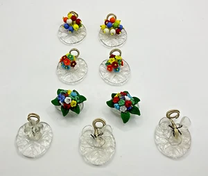 PC01 Vintage Tschechische Blumen Glas 9er Set Tischkartenhalter - Bild 1 von 9
