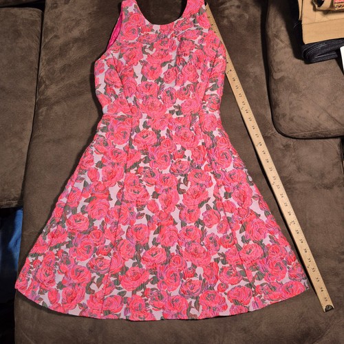 Abito KATE SPADE rosa broccato rosa cocktail party schiena aperta con fiocco TG 2