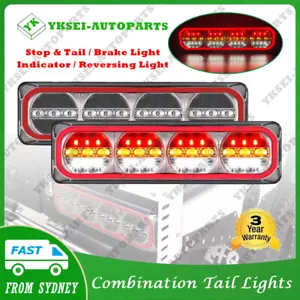 Pair L+R 4 LED Combination Tail Lights STOP TAIL INDICATOR REVERSE Truck Ute Car - Picture 1 of 16