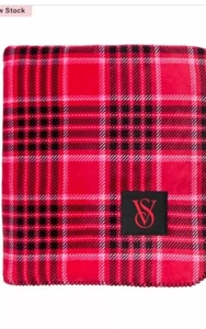Victoria's Secret Plush Sherpa Cozy Fleece Throw Blanket Red Plaid Holiday 2024 - Picture 1 of 7