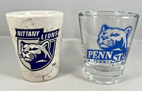 Penn State University Nittany Lions PSU Shot Glass Lot of 2 Cover