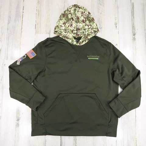 Nike Seattle Seahawks NFL Salute to Service Military USA Sideline Hoodie Large Cover