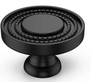 Paquete de 8 perillas de tocador moleteadas negras de aleación de zinc negro mate cajón - Imagen 1 de 11