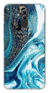 Coque en silicone imprimée compatible Huawei Mate 20 Lite Marbre Bleu Pailleté - Picture 1 of 3