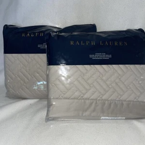 NUEVO Ralph Lauren Greenwich Estándar Vintage Beige 2 Fundas de Almohada - Talla 20” x 28” - Imagen 1 de 4