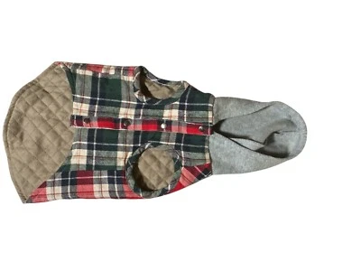 Dog Flannel Hoodie Size XS Quilted Liner Plaid Green Red White - Image 1 of 2