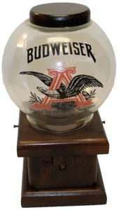 Vintage 1980er Budweiser Anheuser Busch Erdnuss/Kaugummikugel Glaskugel Spender - Bild 1 von 15