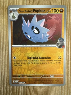 Team Rocket's Pupitar 095/182 Sv10: Destined Rivals Reverse Holo NM - Image 1 of 2