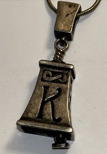 Initial K Italy Sterling 925 Bell Necklace Marked 04 Original Patina - Picture 1 of 16