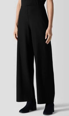 Eileen Fisher Washable Stretch Crepe Wide-Leg Pant Black 3X Capsule Wardrobe - Image 1 of 4