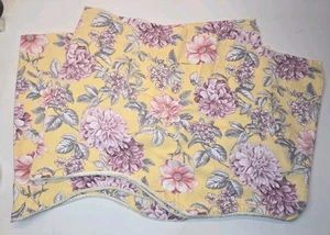 Scalloped Valances Roped Trim Pale Yellow Floral 44Wx15L Set Of 2 - Picture 1 of 5