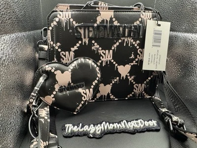 1-Новый с Ярлыками Steve Madden Bevelyn розовый/черный кровоточащие сердца сумка / сумка через плечо - Изображение 1 из 2