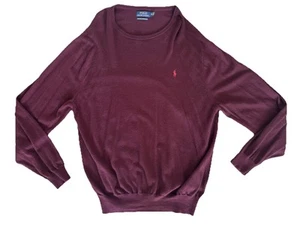 Polo Ralph Lauren Jumper Mens XXL Burgundy Crew Neck Merino Wool Sweater Golf - Bild 1 von 6