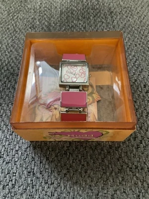 Vintage Mudd Watch Womens Pink Enamel w Hearts Retro Y2K 90s NEW - Image 1 of 4