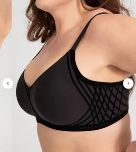 HONEYLOVE Wireless Silhouette Bra 2X Vamp Black Comfort Convertible Seamless - Picture 1 of 4