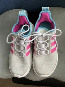 Adidas Youth Girls Kaptir K Running Shoes Size 4.5Light Gray-Multi Knit Sneakers - Picture 1 of 7