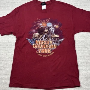 Vintage Harley Davidson T Shirt Adult Large Red Made In The USA York PA - Picture 1 of 16