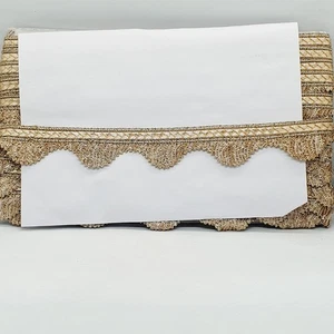 gold Wave Scallop Edge Indian Metallic braid  lace Ribbon Trim 35mm - Picture 1 of 1