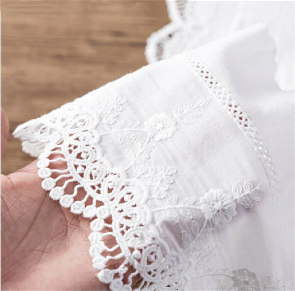 1 Yard Embroidery Floral Cotton Lace Trim Ribbon 14cm Wide Wedding Fabric Sewing