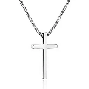 M MOOHAM Sterling Silver Cross Pendant Necklaces for Men Pendant Chain 20 Inc... - Picture 1 of 7