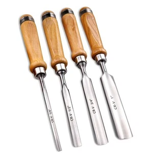 4-Pieces Woodworking Wood Chisel Set,CR-V Steel Sharp Curved Edge Gouge Firm ... - Picture 1 of 6