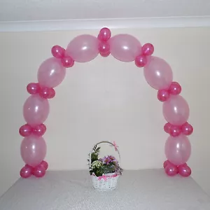 CHRISTENING GIRL PINK LINK BALLOON ARCH -TABLE DECORATION - HELIUM OR AIR FILLED - Foto 1 di 12