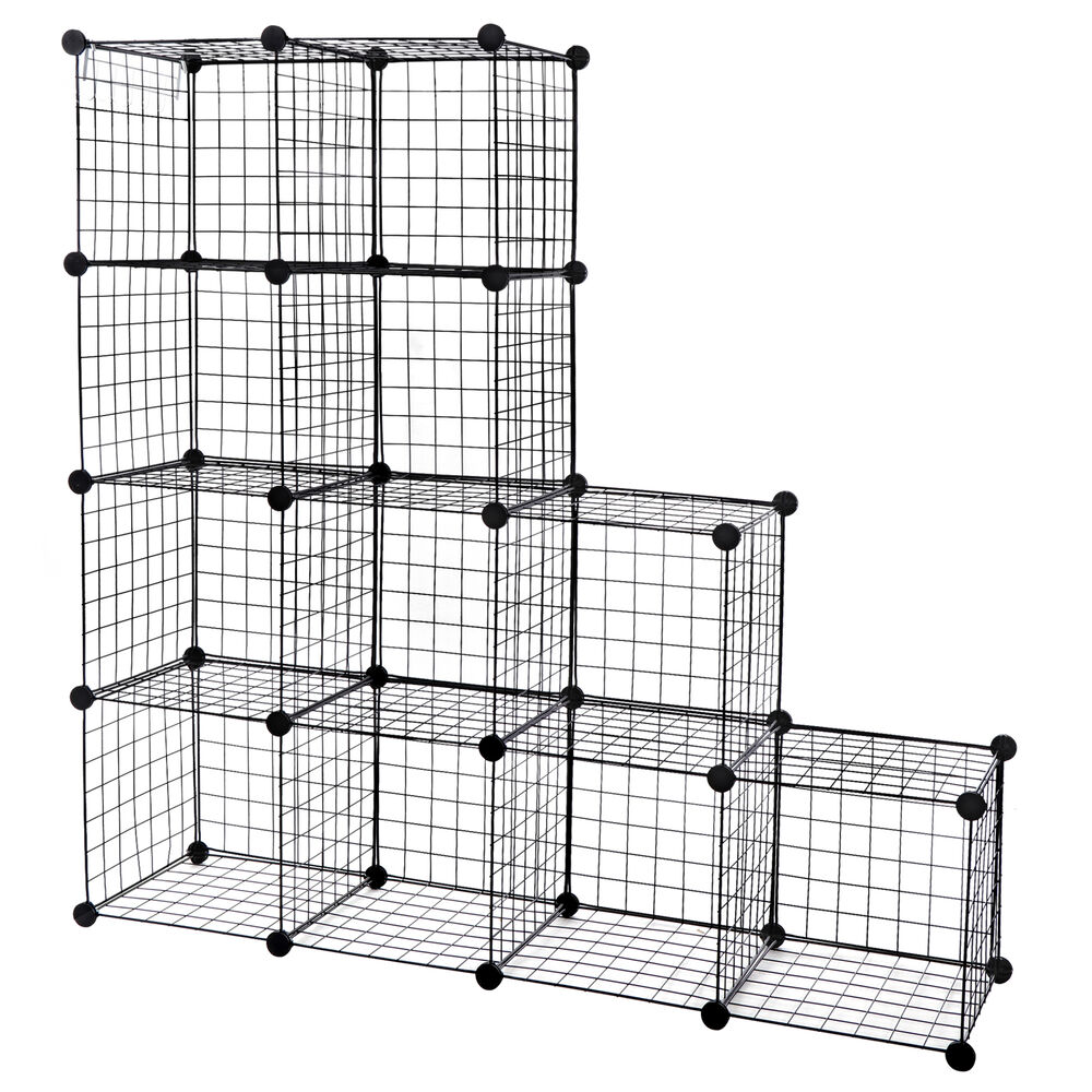 12-Cube Metal Storage Shelf Wire Cube Storage Organizer DIY Closet Cabinet