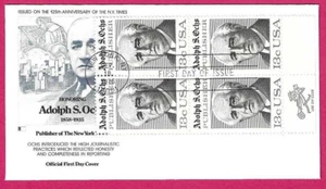 USA 1976 Fleetwood FDC - Block - ADOLPH SIMON OCHS - Fdi NEW YORK, NY - Picture 1 of 2