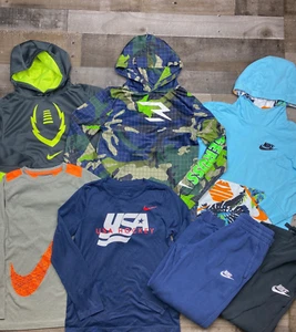 Nike Boys Lot of 7 Youth Medium Athletic Pants Shirts Hoodie Fall/Winter - Picture 1 of 22