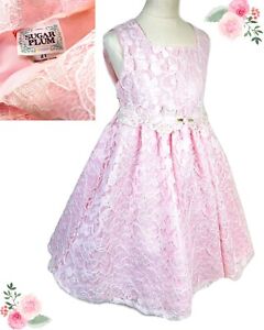 Sugar Plum 2T Girls Pink Lace Dress With Satin Bow For Spring Easter Beautiful