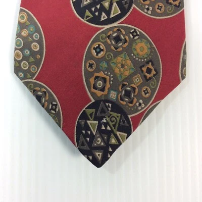 Claiborne Mens Tie 3.75 in x 58 L Silk Burgundy Black Olive Teal Gold - Image 1 of 4
