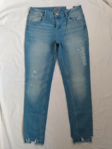NWT Justice Girls Destructed Super Skinny Jeans Mid Rise Soft & Stretchy Sz 16  - Picture 1 of 4