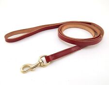 HAMILTON Creased Leather Dog Lead with Brass Snap, 6' x 5/8", Red