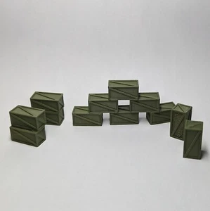 30 Pack - HO Scale - Medium Wood Green Crates / Boxes - Set / Lot Walthers Herpa