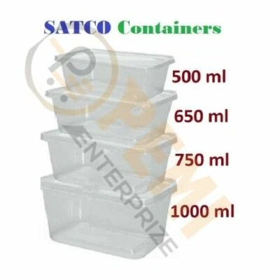 SATCO Plastic Food Containers with Lids Microwave Safe 500ml 650ml 750ml 1000ml - Image 1 of 4